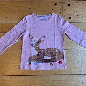 Mini Boden 4-5Y Deer Superstitch Pink Shirt
